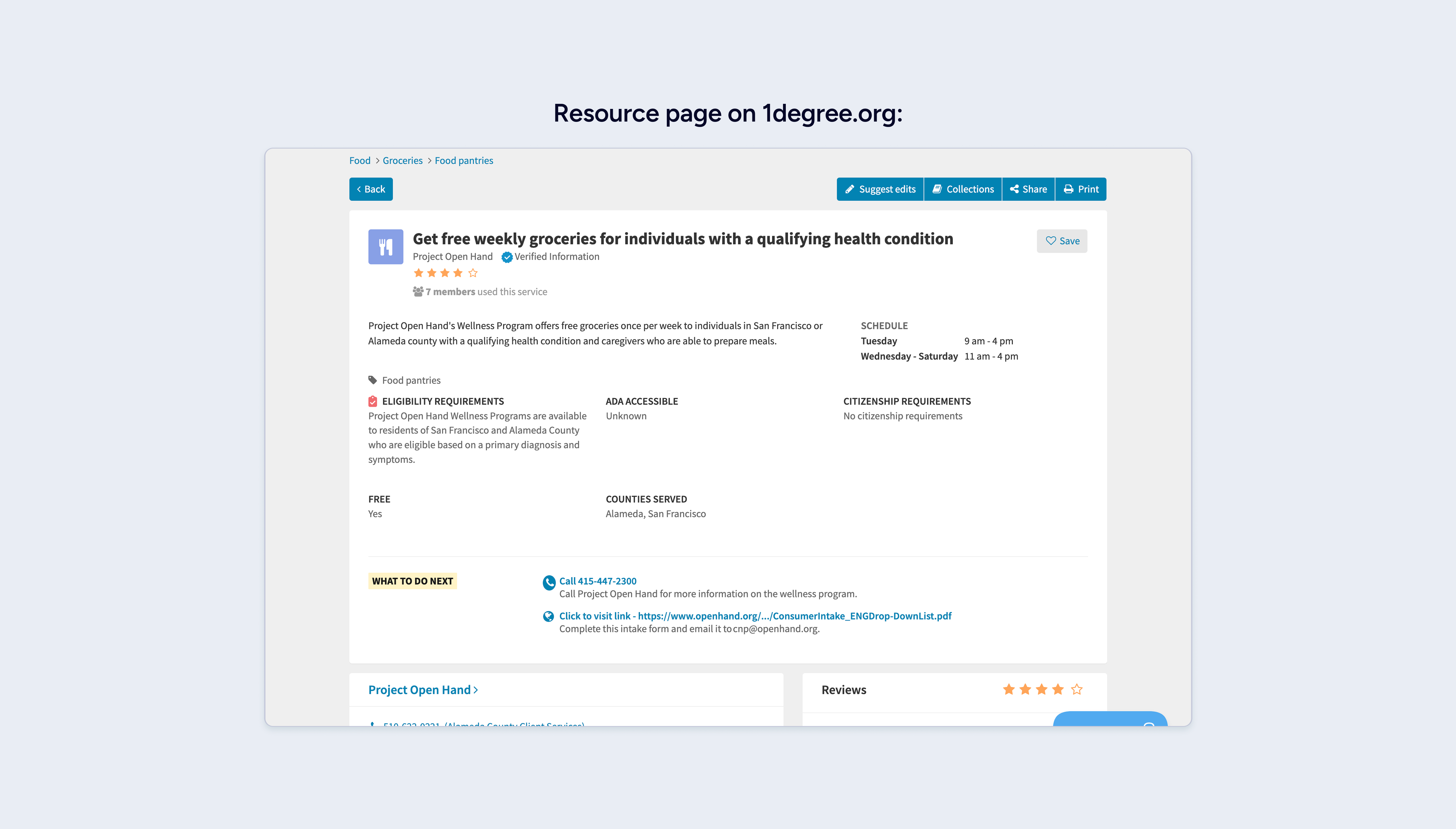 One Degree resource overview