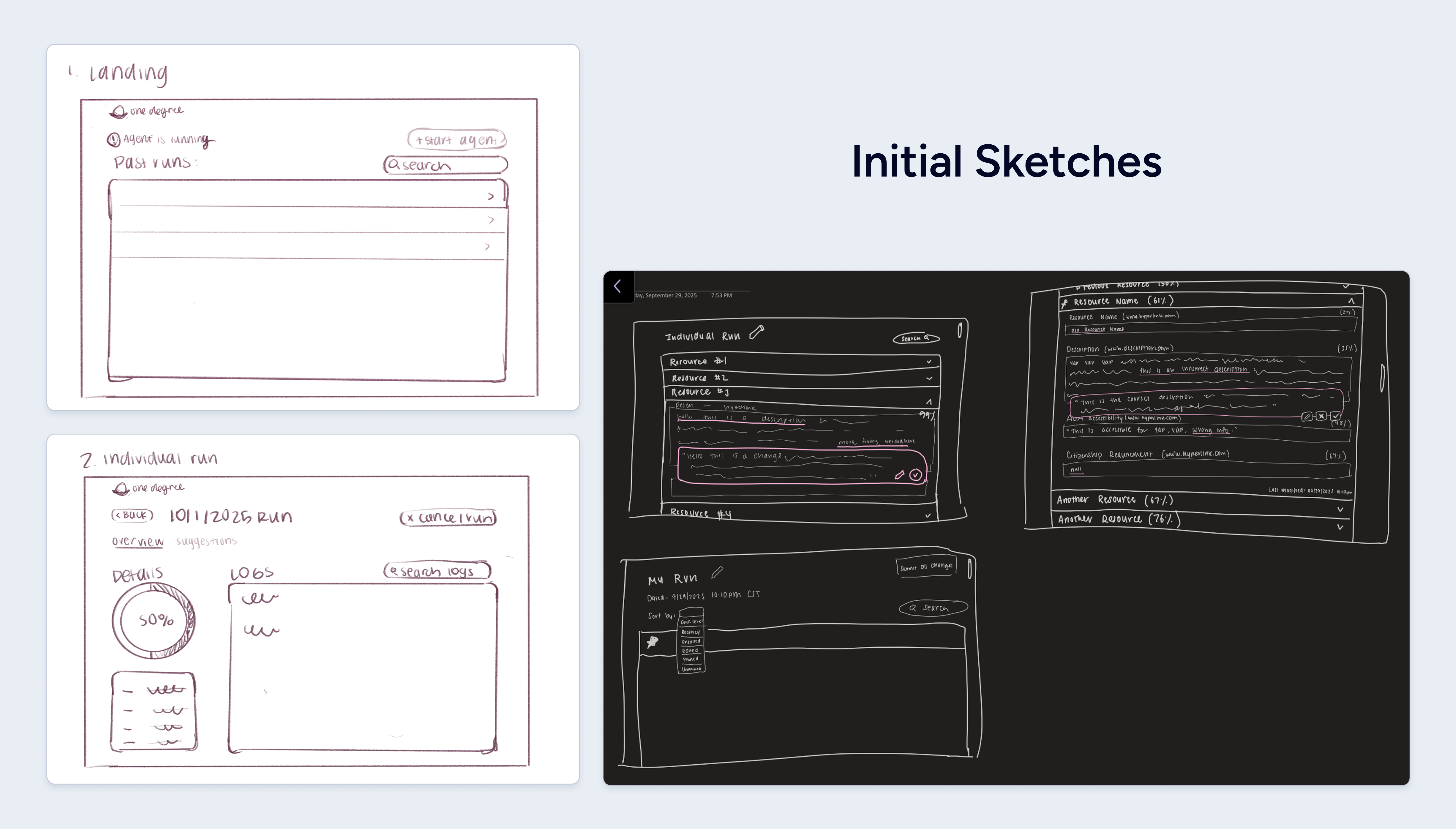 Wireframe — run flow